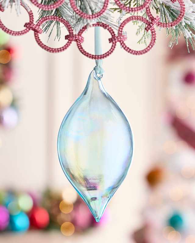 Blue Winter Teardrop Bottle Glass Christmas Ornament